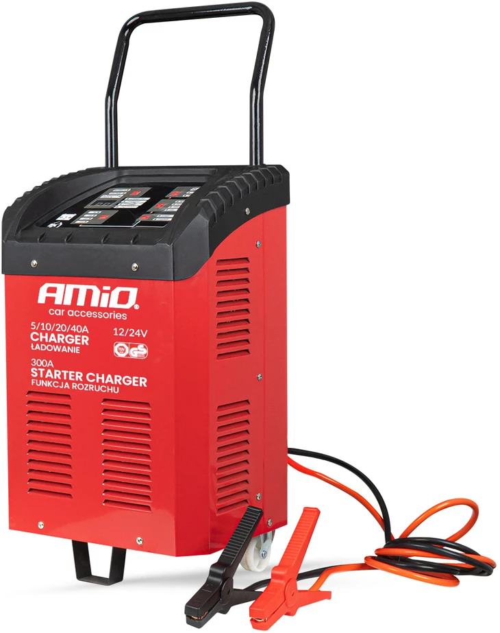 Akumuliatoriaus įkroviklis su užvedimo funkcija 12/24V MAX 40A, startas 300A, AMIO-04500