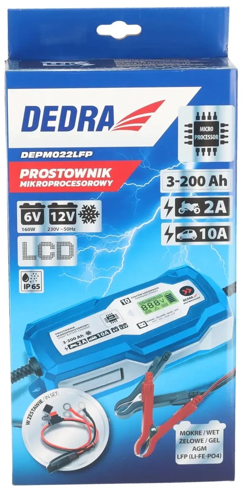 Dedra Mikroprocesorinis lygintuvas 10A6V12V 3200AhLCD LFP