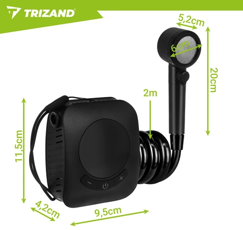 „Trizand“ 8000 mAh baterijos maitinamas kelioninis dušas