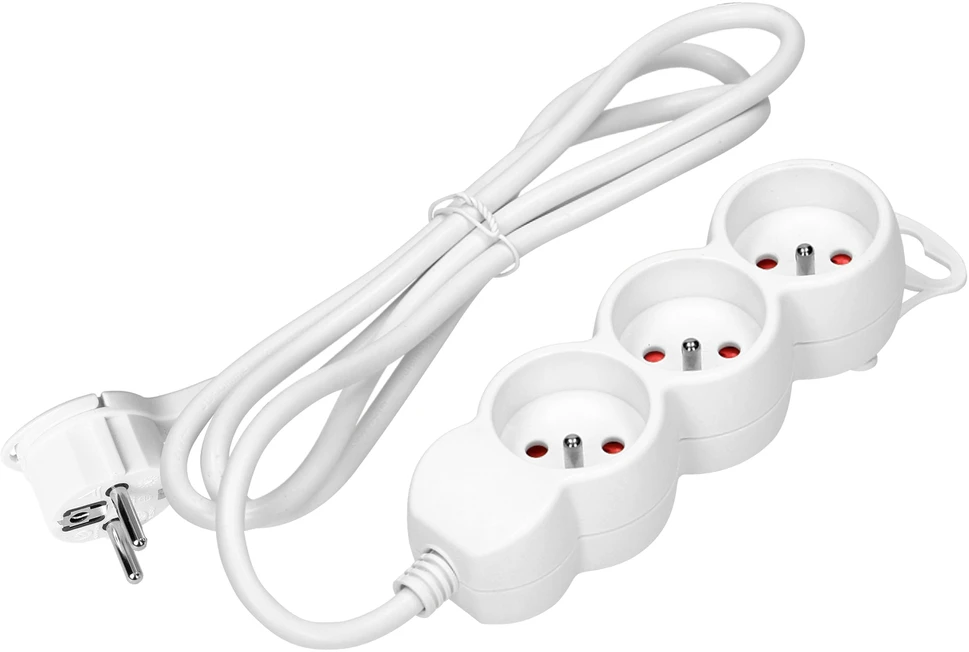 Orno Przedłużacz 3 krypčių prailgintuvas 2P+Z, 5m H05VV-F 3x1.5mm2, Imax=16A, plokščias kištukas, baltas