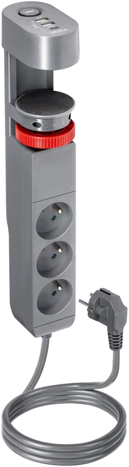 Orno Przedłużacz 3 krypčių stalo prailgintuvas 2P+Z, 1,5M H05VV-F 3x1,5mm², 2xUSB+1 C tipo