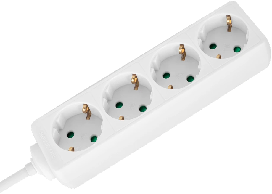 Przedłużacz Prailgintuvas 4 lizdai 2m vokiško tipo be jungiklio (3x1.5mm) Rebel baltas