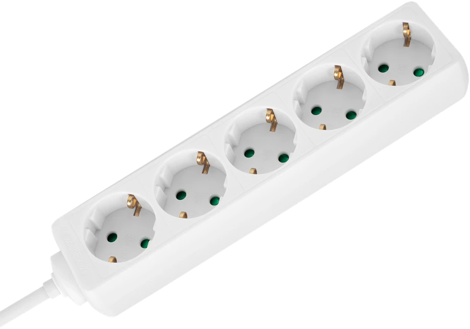 Przedłużacz Prailgintuvas 5 lizdų 3m vokiško tipo be jungiklio (3x1.5mm) Rebel, baltas