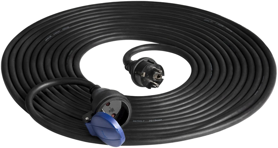 Orno Przedłużacz Dirbtuvių prailgintuvas, atsparus vandens purslams, IP44, 1x2P+Z 10m, alyvai atsparus guminis kabelis H07RN-F 3x1.5mm², 230VAC/16A