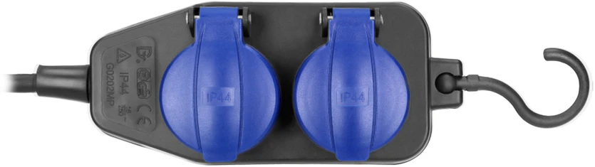 Orno Przedłużacz Dirbtuvių prailgintuvas, atsparus vandens purslams, IP44, 4 lizdai (2+2) 2P+Z IP44, schuko, guminis kabelis, H05RR-F 3x1.5mm², 10m