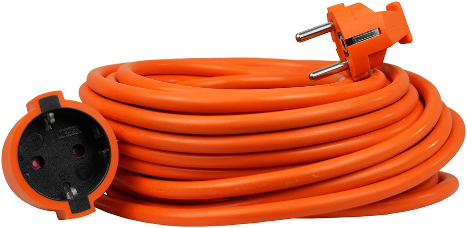 Ilgintuvas su vienu schuko lizdu; IP20; 16A; H05VV-F; 3×1,5; 15 m; oranžinė; Hand Home.