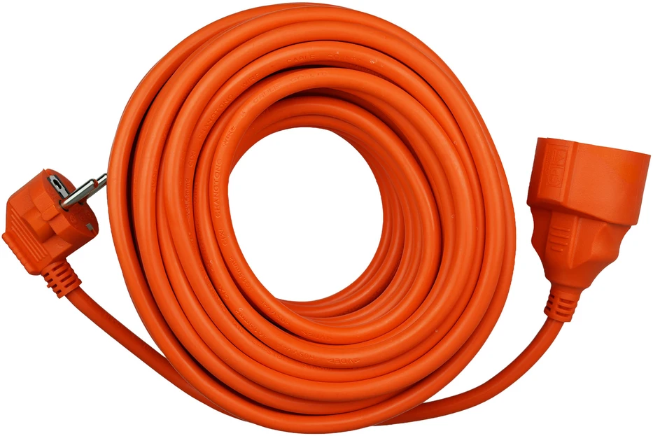 Ilgintuvas su vienu schuko lizdu; IP20; 16A; H05VV-F; 3×1,5; 15 m; oranžinė; Hand Home.