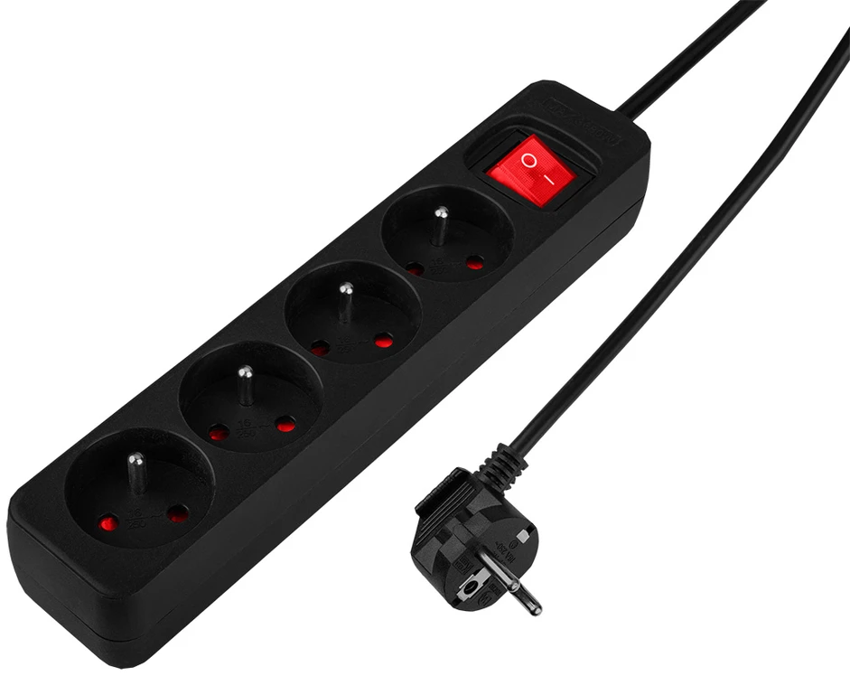 Przedłużacz Prailginimo laidas 1,5 m, 3 x 1,5 mm2, 4G, juodas, ĮJUNGTA/IŠJUNGTA
