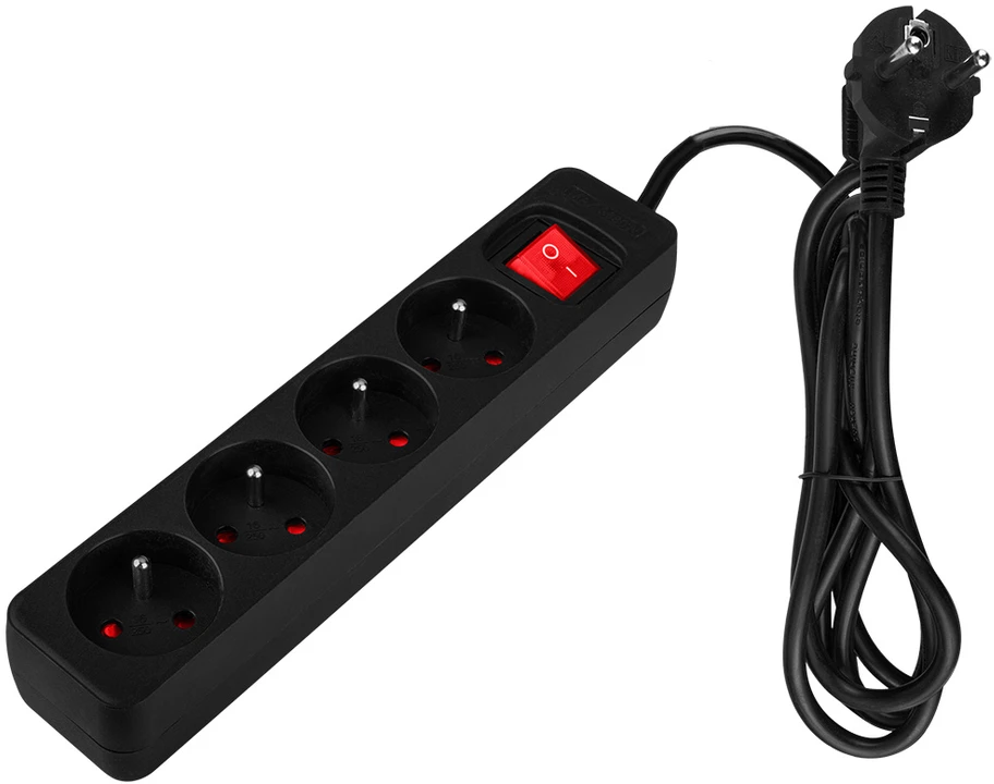Przedłużacz Prailginimo laidas 1,5 m, 3 x 1,5 mm2, 4G, juodas, ĮJUNGTA/IŠJUNGTA
