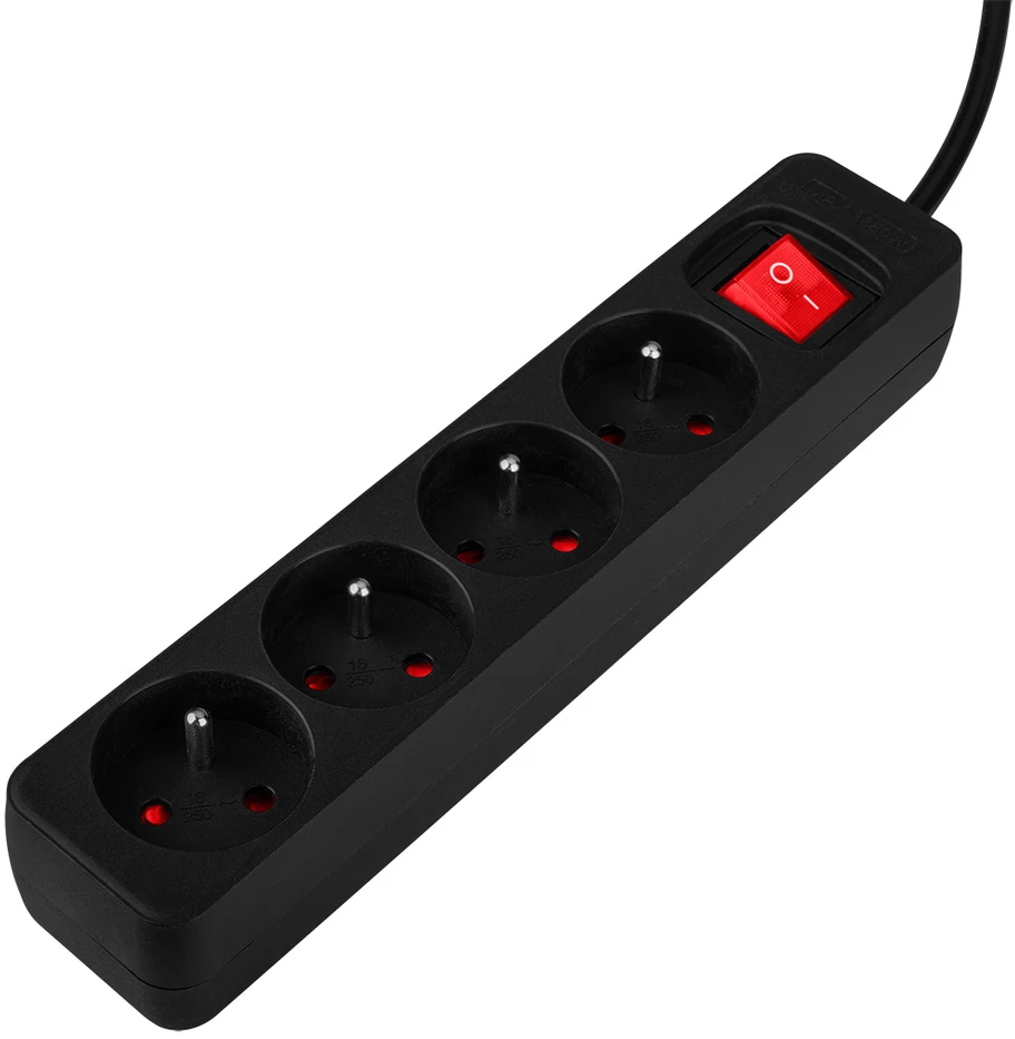 Przedłużacz Prailginimo laidas 1,5 m, 3 x 1,5 mm2, 4G, juodas, ĮJUNGTA/IŠJUNGTA