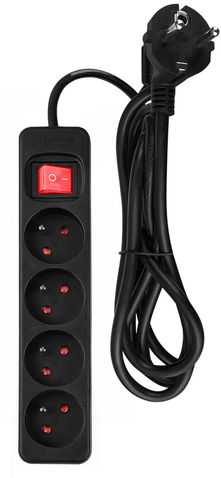 Przedłużacz Prailginimo laidas 1,5 m, 3 x 1,5 mm2, 4G, juodas, ĮJUNGTA/IŠJUNGTA