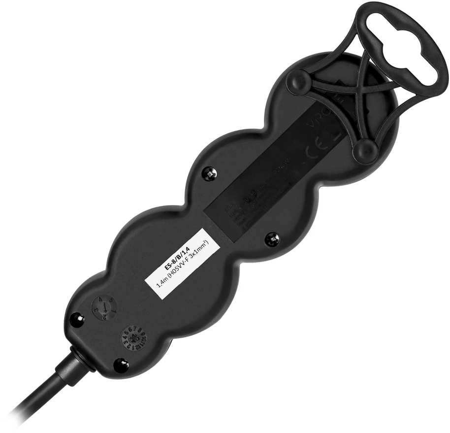 Orno Przedłużacz Prailgintuvas 3x2P+Z, 1,4m, 3x1mm², juodas