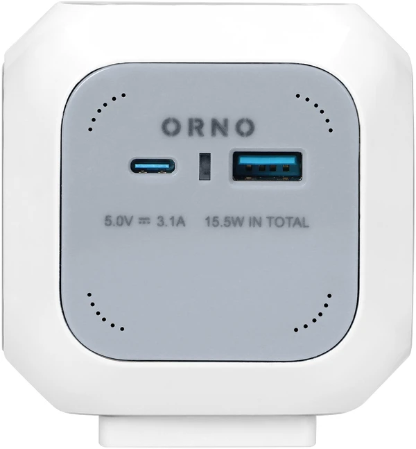 Orno Przedłużacz Prailgintuvas 4x2P+Z (Schuko), USB įkroviklis A+C, greitas įkrovimas, 1.4m H05VV-F 3x1.5mm?, pilkas