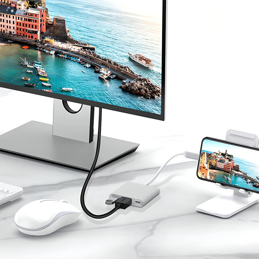 Przejściówka adapteris 3in1 USB-C 4K HDMI šakotuvas USB 3.0 -E379