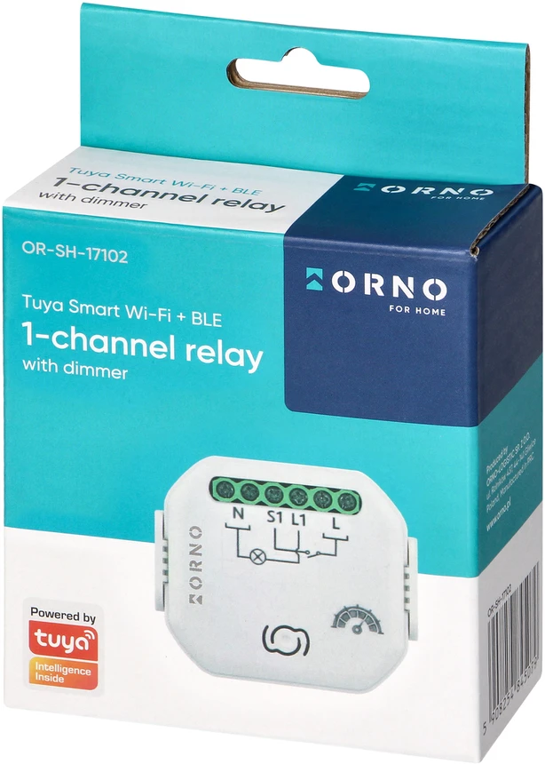 Orno Przekażnik 1 kanalo įleidžiamoji relė su „Tuya Smart Wi-Fi“ ir BLE šviesos reguliatoriumi