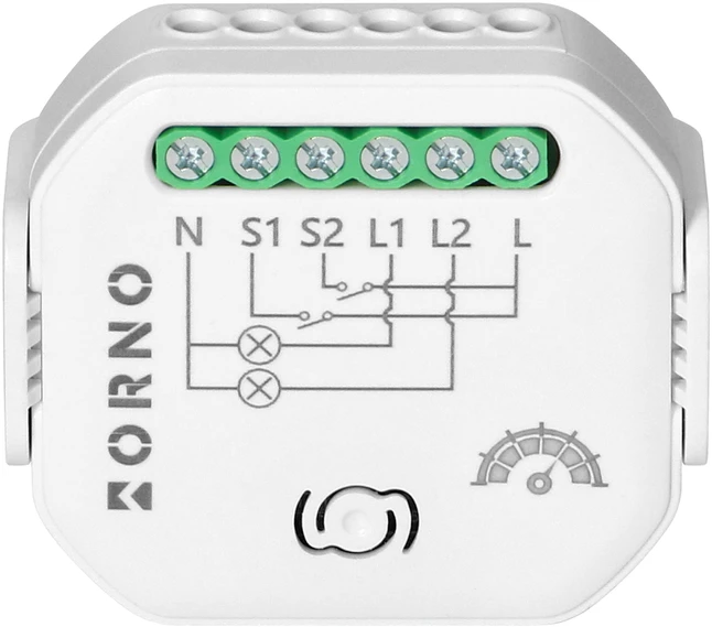 Orno Przekażnik 2 kanalų įleidžiamoji relė su „Tuya Smart Wi-Fi“ ir BLE šviesos reguliatoriumi