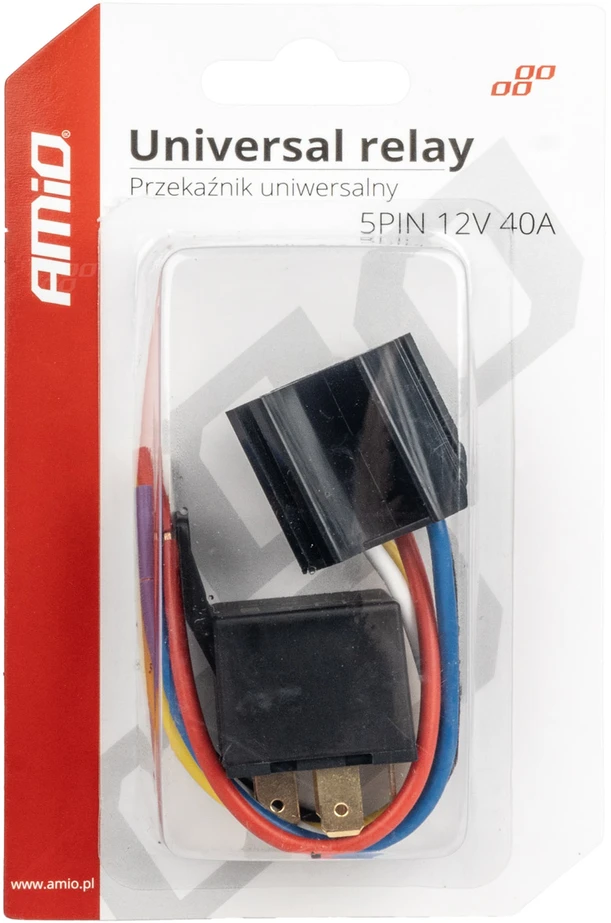 Automobilio relės laidų lizdas 5 kontaktų 12 V 40 A amio-03510