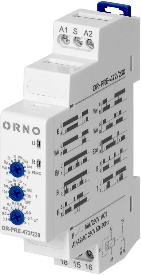 Przekażnik Ekonominė laiko relė, 10 funkcijų, 230 V kintamoji srovė