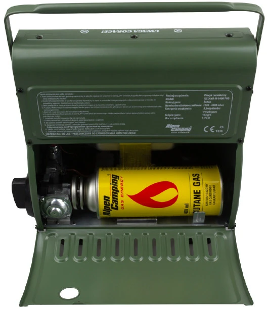 Przenośny Nešiojama dujinė viryklė „Alpen Camping“, 2 viename, dujų sąnaudos 124 g/val., pjezoelektrinis uždegimas, ICELAND IK-1000 PRO
