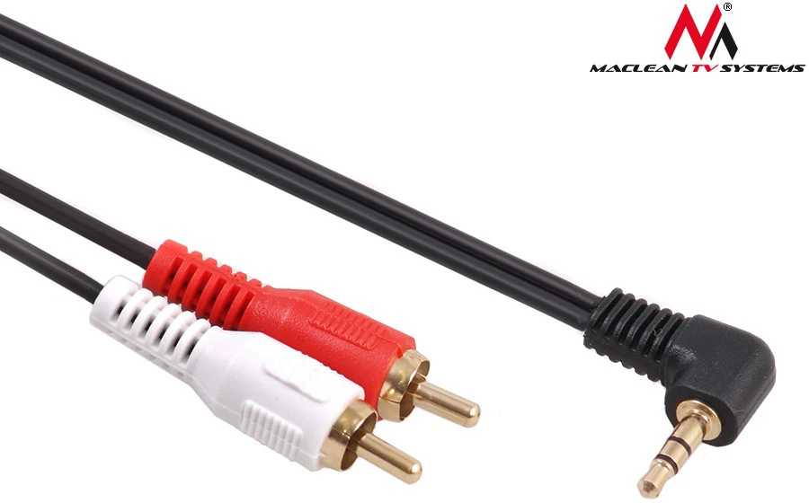 MACLEAN MCTV-824 Maclean MCTV-824 Jack Angled 90 to 2 RCA kabelis 1m juodas