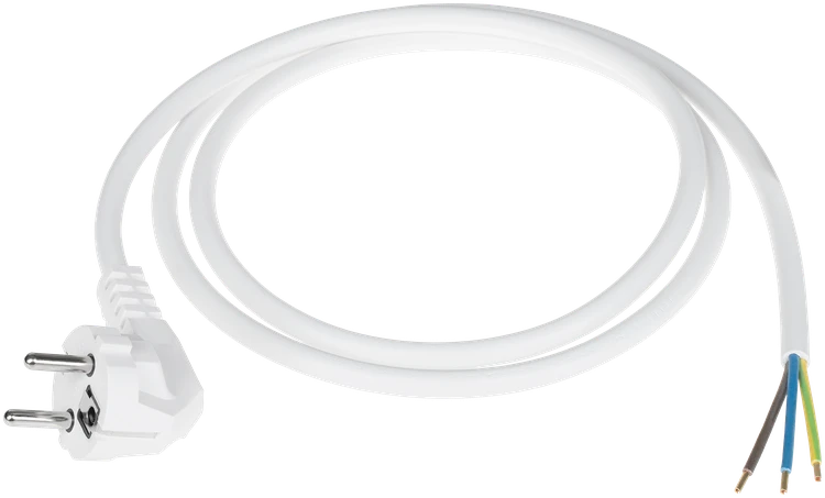 LP Oem Maitinimo kabelis 3x1.5mm baltas 3m su kampiniu kištuku