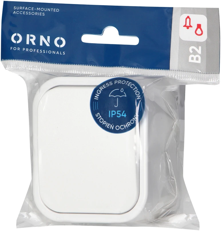 Orno Baltas durų skambučio mygtukas B2, 10A, 250V, IP54