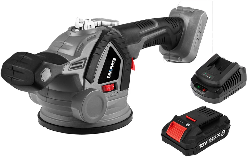 Graphite Przyssawka „Energy+“ 18 V plytelių siurbtukas + 2 Ah akumuliatorius + įkroviklis