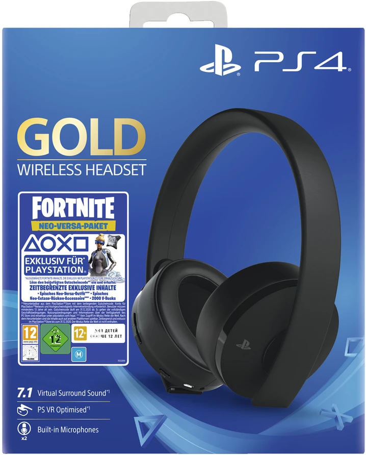 Belaidės ausinės Sony PlayStation Gold Wireless Headset, juodos + Fortnite Neo Versa bundle