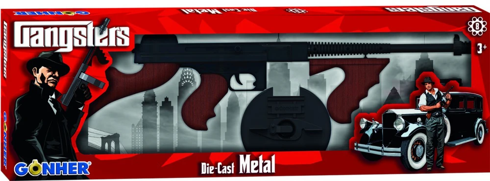 „Pulio Metal“ gangsterio pistoletas, 8 šoviniai („Gonher“) (SUPAKUOTI KAIP DOVANĄ = 3.99 €)