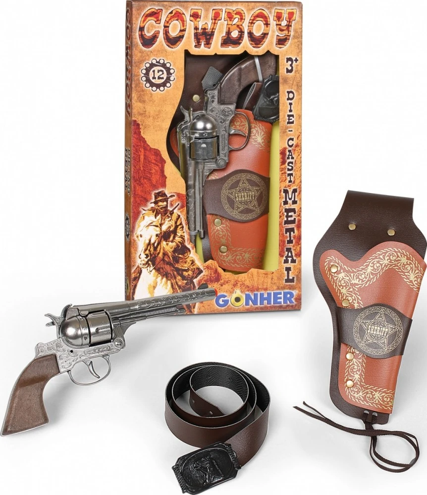 Pulio Metalinis kaubojus revolver su laikikliu ir diržas 149 / 0 Gonher