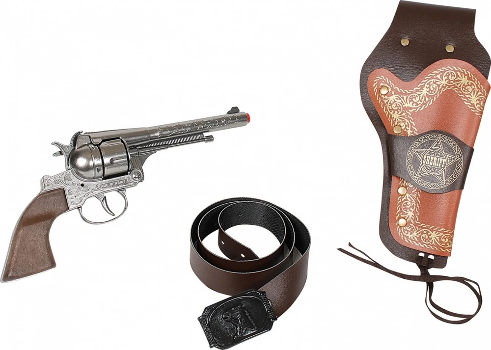 Pulio Metalinis kaubojus revolver su laikikliu ir diržas 149 / 0 Gonher