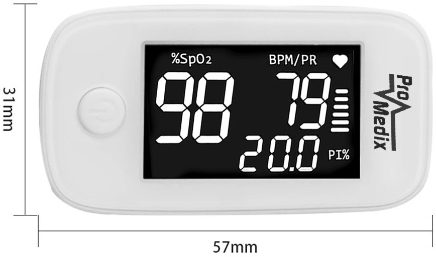Promedix PR-870 medicininis pirštų galiukų pulsoksimetras su 1,5 colio HD LED ekranu