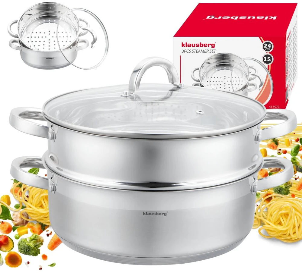Puodas na parę stal, komplektas 3 elementy śr.24cm - 3.5l klausberg