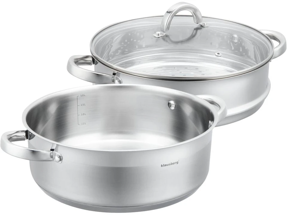 Puodas na parę stal, komplektas 3 elementy śr.28cm - 6.0l klausberg