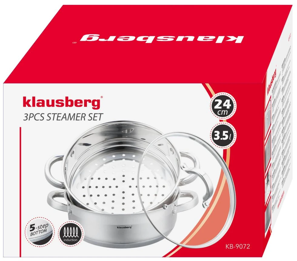 Puodas na parę stal, komplektas 3 elementy śr.24cm - 3.5l klausberg
