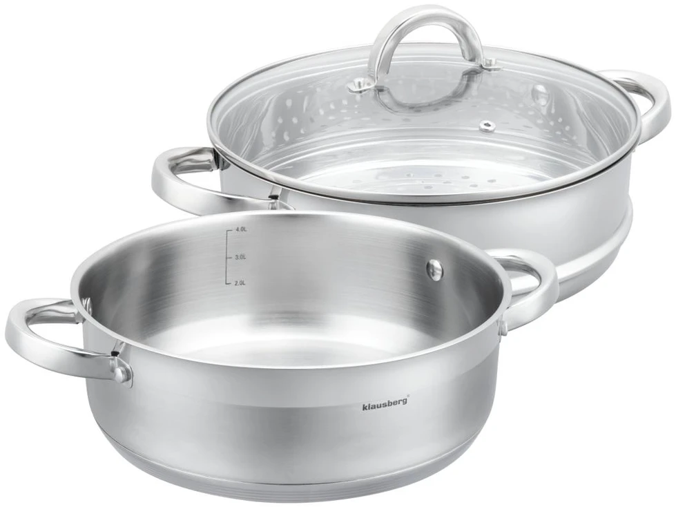 Puodas na parę stal, komplektas 3 elementy śr.26cm - 4.6l klausberg