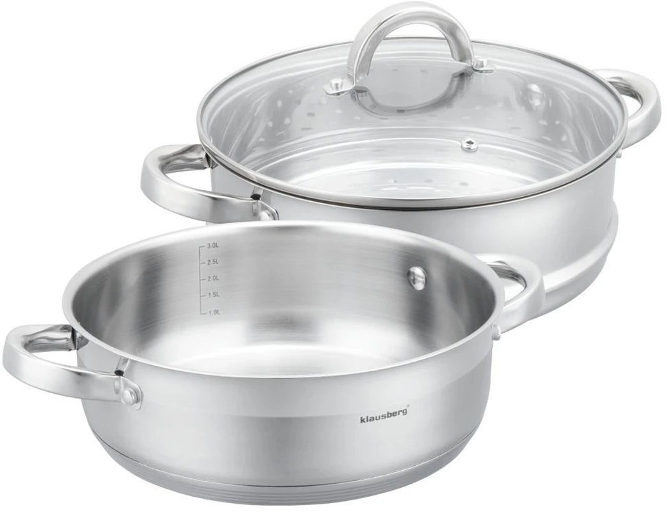 Puodas na parę stal, komplektas 3 elementy śr.24cm - 3.5l klausberg