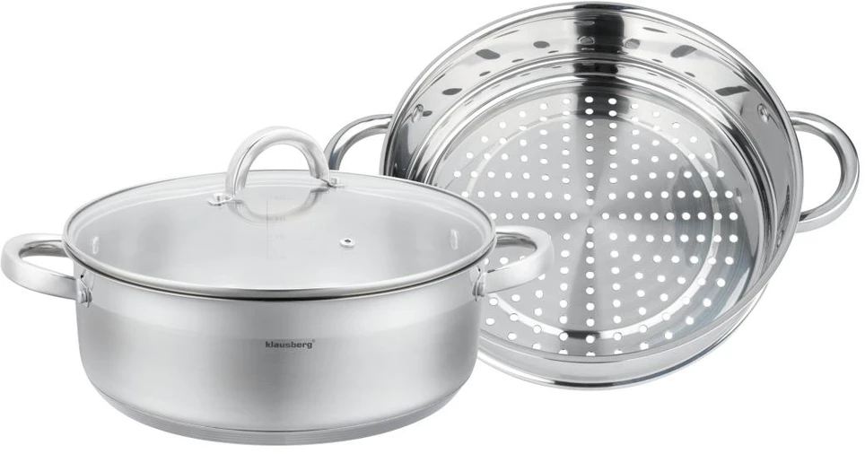 Puodas na parę stal, komplektas 3 elementy śr.28cm - 6.0l klausberg