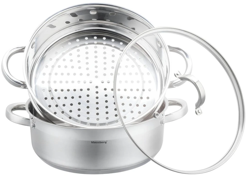 Puodas na parę stal, komplektas 3 elementy śr.28cm - 6.0l klausberg