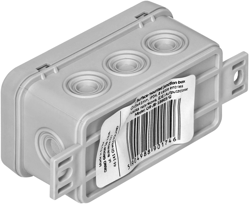 Orno Puszka CLICK skirstomoji dėžutė, IP54, 8 įvadai, 80x45x41mm, pilka