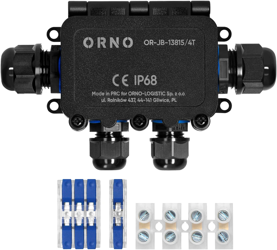 Orno Puszka Dėžutė be išpjovos HD IP68, 0,75–4,0 mm?, 2 M20 ir 2 M16 jungtys, T formos