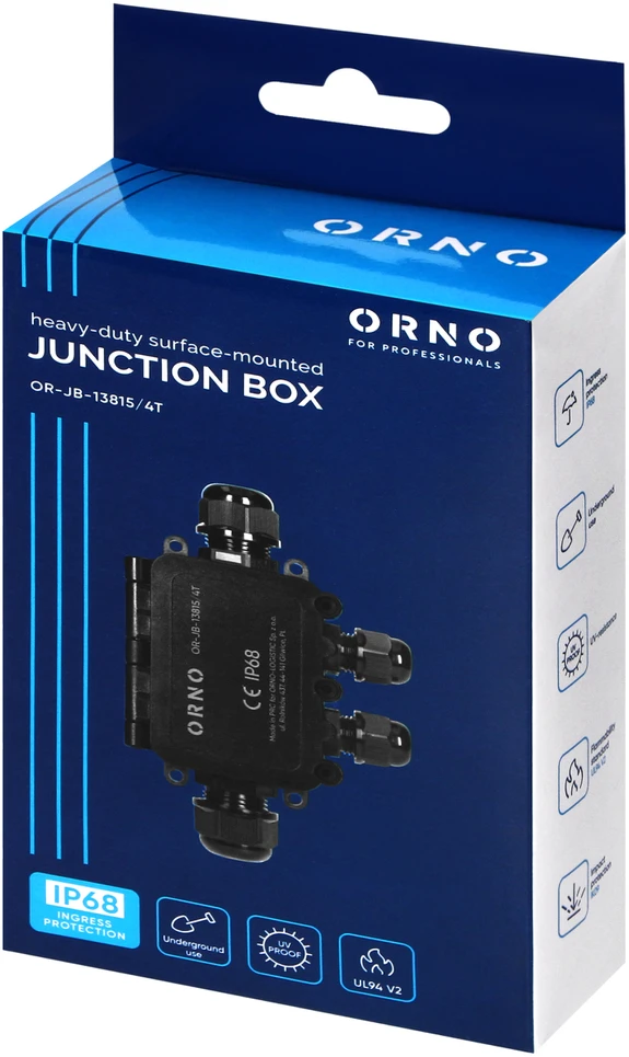 Orno Puszka Dėžutė be išpjovos HD IP68, 0,75–4,0 mm?, 2 M20 ir 2 M16 jungtys, T formos