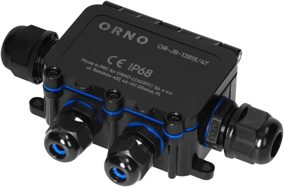 Orno Puszka Dėžutė be išpjovos HD IP68, 0,75–4,0 mm?, 2 M20 ir 2 M16 jungtys, T formos