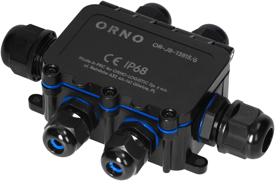 Orno Puszka Dėžutė be tvirtinimo HD IP68, 0,75–4,0 mm?, 2 M20 jungtys, 4 M16 jungtys