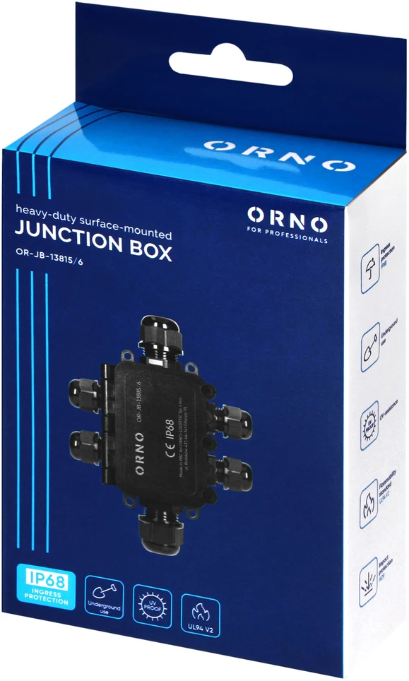 Orno Puszka Dėžutė be tvirtinimo HD IP68, 0,75–4,0 mm?, 2 M20 jungtys, 4 M16 jungtys