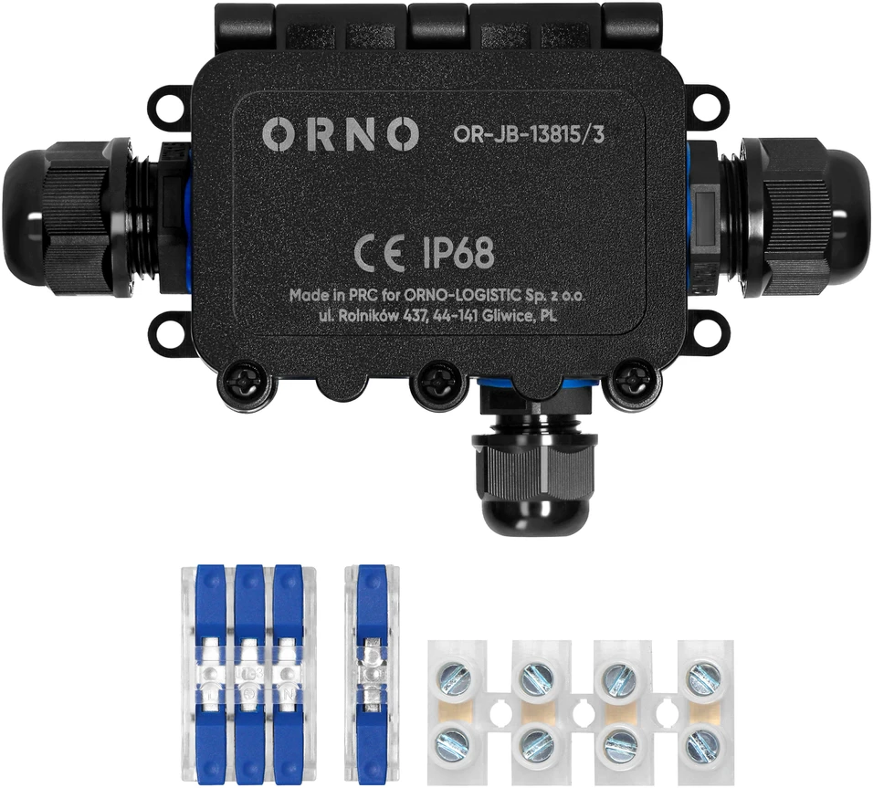 Orno Puszka Dėžutė be tvirtinimo HD IP68, 0,75–4,0 mm?, 2 M20 riebokšliai, 1 M16 riebokšlis