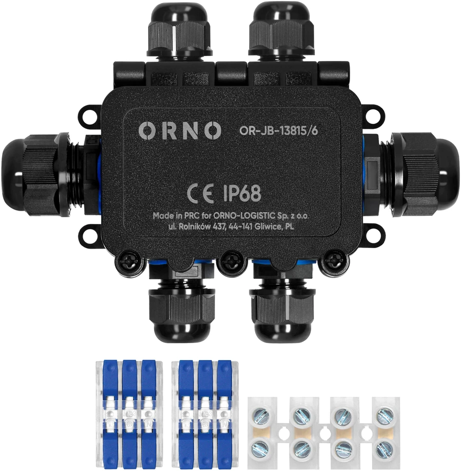 Orno Puszka Dėžutė be tvirtinimo HD IP68, 0,75–4,0 mm?, 2 M20 jungtys, 4 M16 jungtys