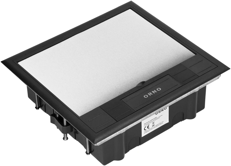 Orno Puszka Grindų dėžutė moduliniams lizdams 6 x 45 x 45 mm arba 12 x 22,5 x 45 mm, dangtelis: nerūdijantis plienas, juodas