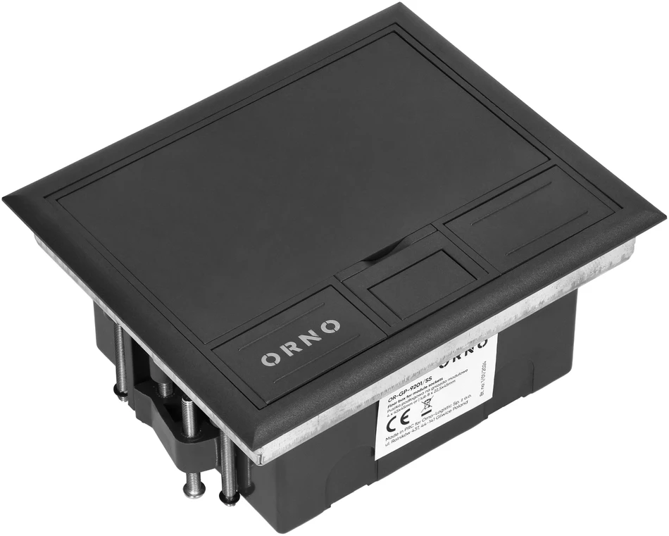Orno Puszka Grindų dėžutė moduliniams lizdams 4 x 45x45 mm arba 8 x 22,5x45 mm, dangtelis: plastikinis, juodas