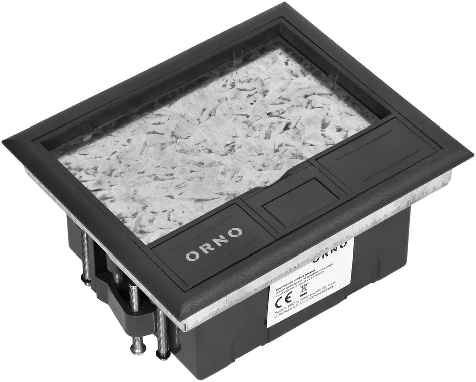 Orno Puszka Grindų dėžutė moduliniams lizdams 4 x 45x45 mm arba 8 x 22,5x45 mm, dangtelis: pagamintas iš natūralios medžiagos, juodas